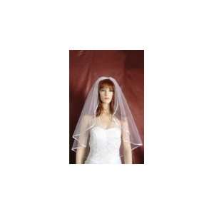  1T White Angel Cut Chapel 6mm Ribbon Edge Wedding veil 