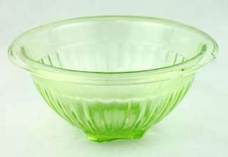 Vintage Federal Green Depression Glass Nesting Mixing Bowl Ribbed 