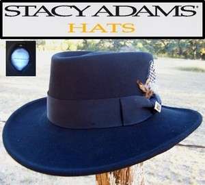 NEW STACY ADAMS Wool CRUSHABLE Lined GAMBLER Hat Black  