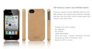 SGP Case Genuine Leather Grip [Vintage Brown] for Apple iPhone 4S 