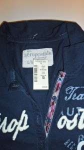 Aeropostale Graphic Jersey Polo   Navy night   L   NWT   100% 