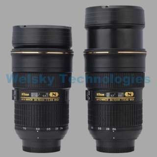 ZOOM ABLE! Nikon Camera AFS 24 70mm Lens cup Coffee Mug Stainless 