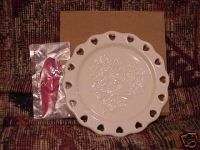 Longaberger Pottery Candle Plate & Ribbon Ivory  