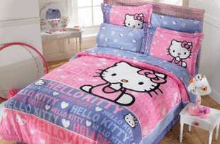   Purple Hello Kitty Comforter Bedding Sheet Set Full 4 Pieces  
