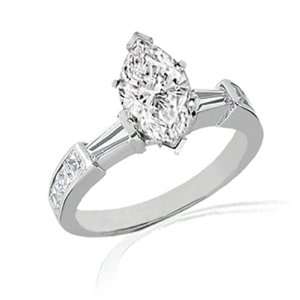  1.20 Ct Marquise Shaped 3 Stone Diamond Enagement Ring 