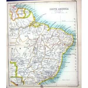  ANTIQUE MAP c1901 SOUTH AMERICA BRAZIL DUTCH GUIANA 