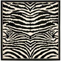Lyndhurst Collection Zebra Black/ White Rug (8 Square)  Overstock 