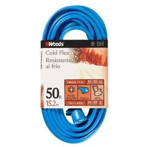   Cold Flexible SJTW Extension Cord, Blue, 50 Foot