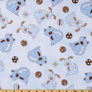  44 Wide Peek A Boo Cats/Dogs Light Blue Fabric By The 