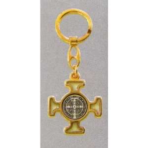    Gold Plated and White Key Chain with Cross   MADE IN ITALY Jewelry