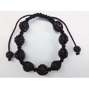  Black rhinestone shamballa bracelet with 11 ball 
