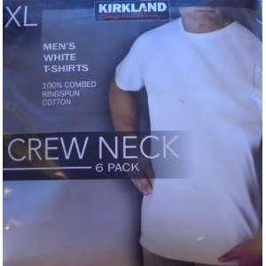  Kirkland Mens Crew Neck White T shirts (Size: X Large 