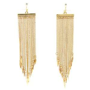  Gold Tone Symmetrical Modern Dangle Earrings Jewelry