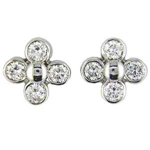  0.86 ct Round Diamond Earrings 14k White Gold: Jewelry