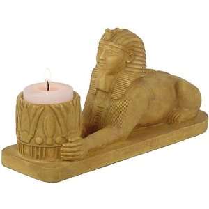 Egyptian Sphinx Candle Holder, Stone Finish   E 304S