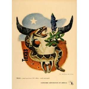  1949 Ad Mack Stanley Texas Longhorn Skull Rattler CCA 