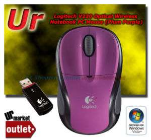 Logitech Purple V220 Laptop Wireless Mouse VISTA Win 7  