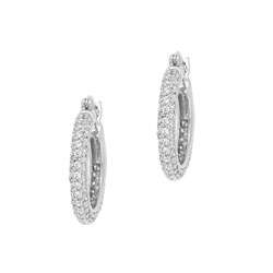 Icz Stonez Sterling Silver Pave Set CZ Hoop Earrings  Overstock