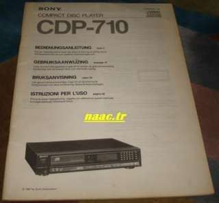 SONY CDP 710 CD PLAYER ORGINAL OWNER MANUAL  