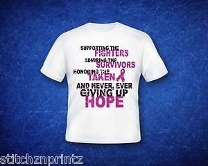 Never give up hope think pink breast cancer awareness t shirt  