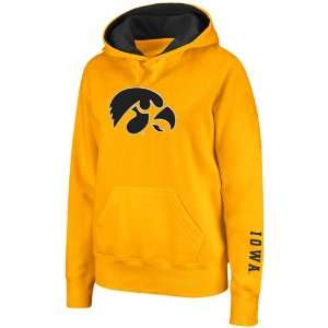Iowa Hawkeyes Ladies Gold Big Logo Pullover Hoodie Sweatshirt (Large 