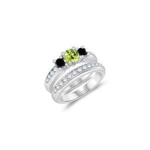 03 Cts Black & White Diamond, 0.43 Cts Peridot Engagement Wedding Ring 