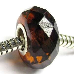  Amber Faceted Bead For Pandora Troll European Charm Bracelets Jewelry