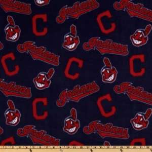   Fleece Cleveland Indians Toss Red/Blue Fabric By The Yard: Arts