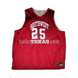  Maroon No. 25 Game Used Texas State Nike Basketball Jersey 