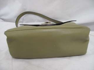 Marc Jacobs Pea Green Leather Purple Stitched Top Handle Small Bag 