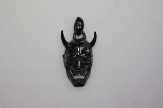 Hannya mask solid 925 sterling silver black gold finish pendant