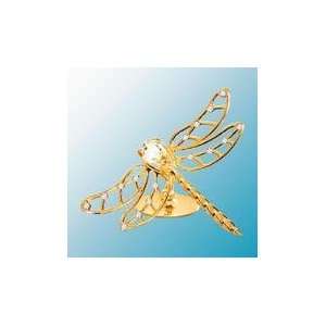  24K Gold Plated Dragonfly Free Standing   Clear 