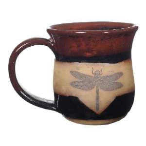    Mug with Dragonfly Pattern in Red on Black