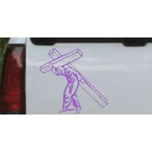 Purple 12in X 12.6in    Jesus With The Cross Christian Car Window Wall 