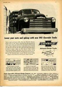 1951 Chevy Chevrolet Flatbed Stake Body Farm Truck Ad  