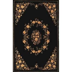 Neo Nepal Black / Gold Aubusson Flowers Oriental Rug:  Home 