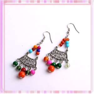  New Fashion Colorful Plastic Beads Cluster Camber Earrings 