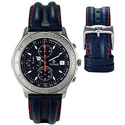 Titan Mens Leather Band Chronograph Watch  Overstock