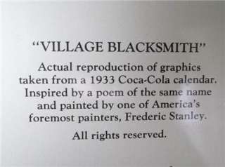 1987 Coca Cola Village Blacksmith Tray MINT  