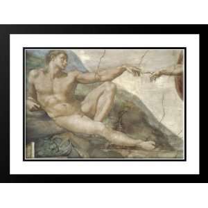  Michelangelo 24x19 Framed and Double Matted The Creation of Man 
