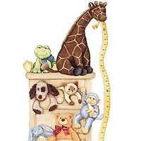 NURSERY Toddler WALL ACCENT Growth Chart+ANIMALS MURAL  