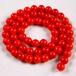 7mm Red Sea Coral Gemstone Round 16L Loose Bead Strand  