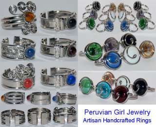 20 RINGS PERUVIAN ARTISAN HANDMADE GLASS JEWELRY PERU  