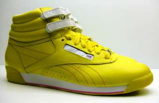 FREESTYLE HI BRIGHTS FS Womens Reebok Shoes Sneakers YELLOW PINK 8 8.5 