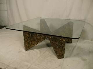 Unique Mid Century Modern Glass Top Coffee Table (3345)r.  