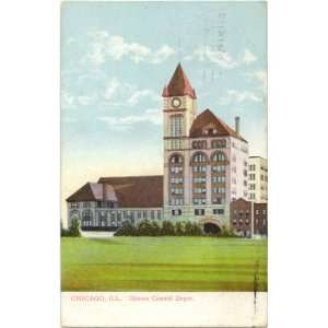 1910 Vintage Postcard Illinois Central Railroad Depot Chicago Illinois