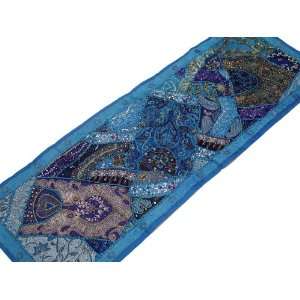  Blue Vintage Decor Tapestry Textile Craft Patchwork Sari 