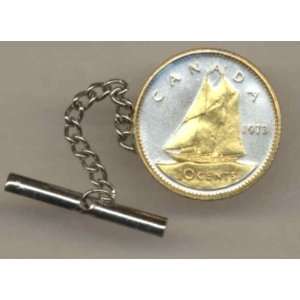   Coin Tie Tack   Canadian 10 cent (Bluenose Sail boat) (U.S. Dime size
