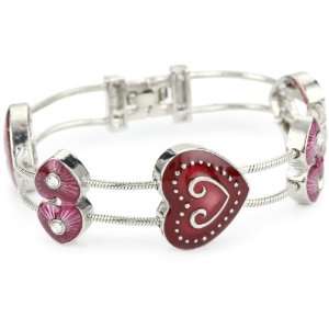  Napier Silver Tone Red Heart Slider Bracelet Jewelry