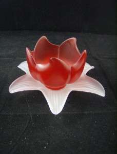 Elegant MADE IN ITALY Ruby Glass Flower CANDLE HOLDER  